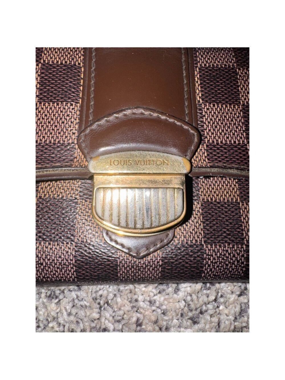 Louis Vuitton Damier Ebene Long Wallet Push Lock Clutch Style Brown Checkered - Picture 4 of 16
